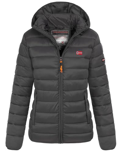 Geographical Norway Winter Jacke Steppjacke Parka Kapuzenjacke Outdoor Leicht und warm, Farbe:Dunkelgrau, Größe:S (36) von Geographical Norway