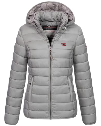Geographical Norway Winter Jacke Steppjacke Parka Kapuzenjacke Outdoor Leicht und warm, Farbe:Hellgrau, Größe:M (38) von Geographical Norway