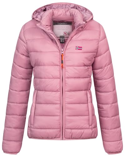 Geographical Norway Winter Jacke Steppjacke Parka Kapuzenjacke Outdoor Leicht und warm, Farbe:Old Pink, Größe:S (36) von Geographical Norway