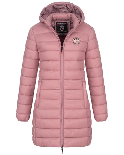 Geographical Norway Winter Jacke Steppjacke Parka Lange Kapuzenjacke Steppmantel Outdoor leicht, Farbe:Old Pink, Größe:XXL (44) von Geographical Norway