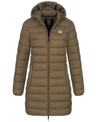 Geographical Norway Winter Jacke Steppjacke Parka Lange Kapuzenjacke Steppmantel Outdoor leicht, Farbe:Taupe, Größe:S (36) von Geographical Norway