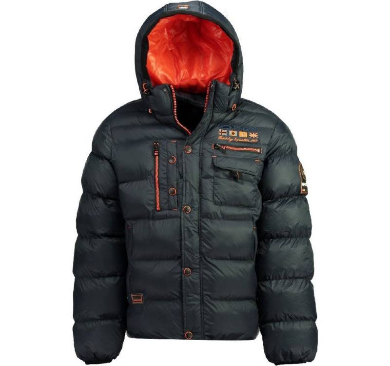 Geographical Norway Winterjacke Herren Steppjacke in Unifarbe, mit abnehmbarer Kapuze, mit Stehkragen von Geographical Norway