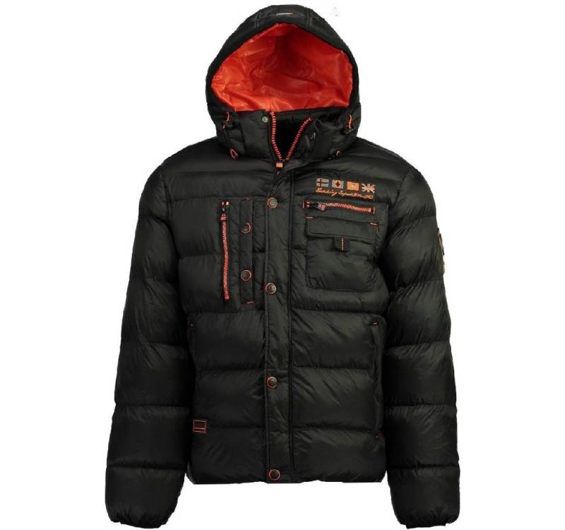 Geographical Norway Winterjacke Herren Steppjacke in Unifarbe, mit abnehmbarer Kapuze, mit Stehkragen von Geographical Norway