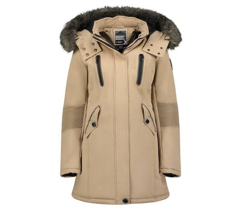 Geographical Norway Winterjacke dicke Damen Outdoor Jacke sehr warm in Unifarbe, mit abnehmbarer Kapuze, mit Stehkragen von Geographical Norway