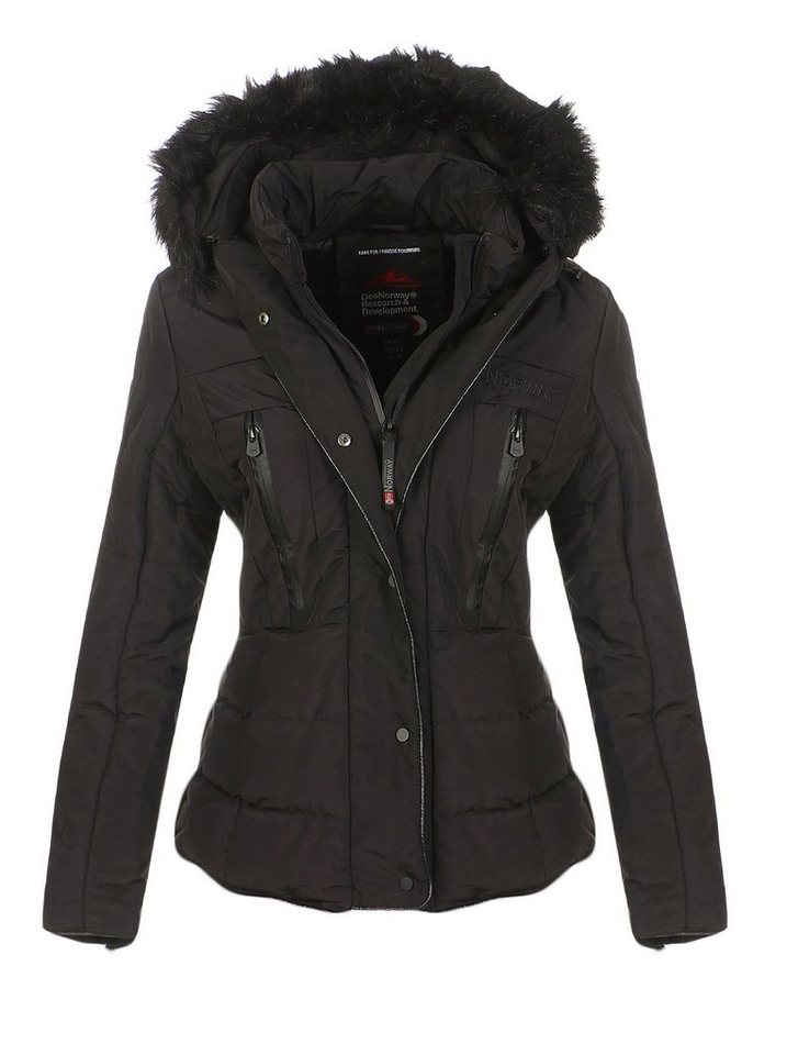 Geographical Norway Winterjacke Outdoor Damen Jacke Slim-Fit in Unifarbe, mit Kapuze mit Stehkragen von Geographical Norway