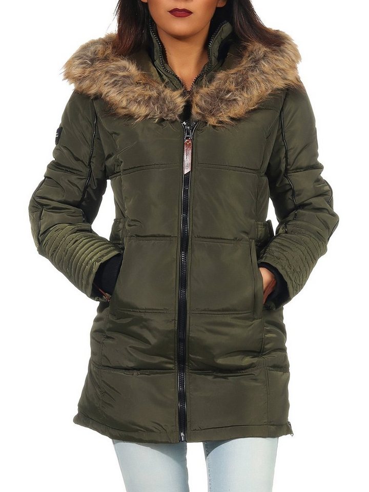 Geographical Norway Winterjacke Damen Outdoor Jacke G-Blustery by leyoley in Unifarbe, mit XXL-Kapuze von Geographical Norway