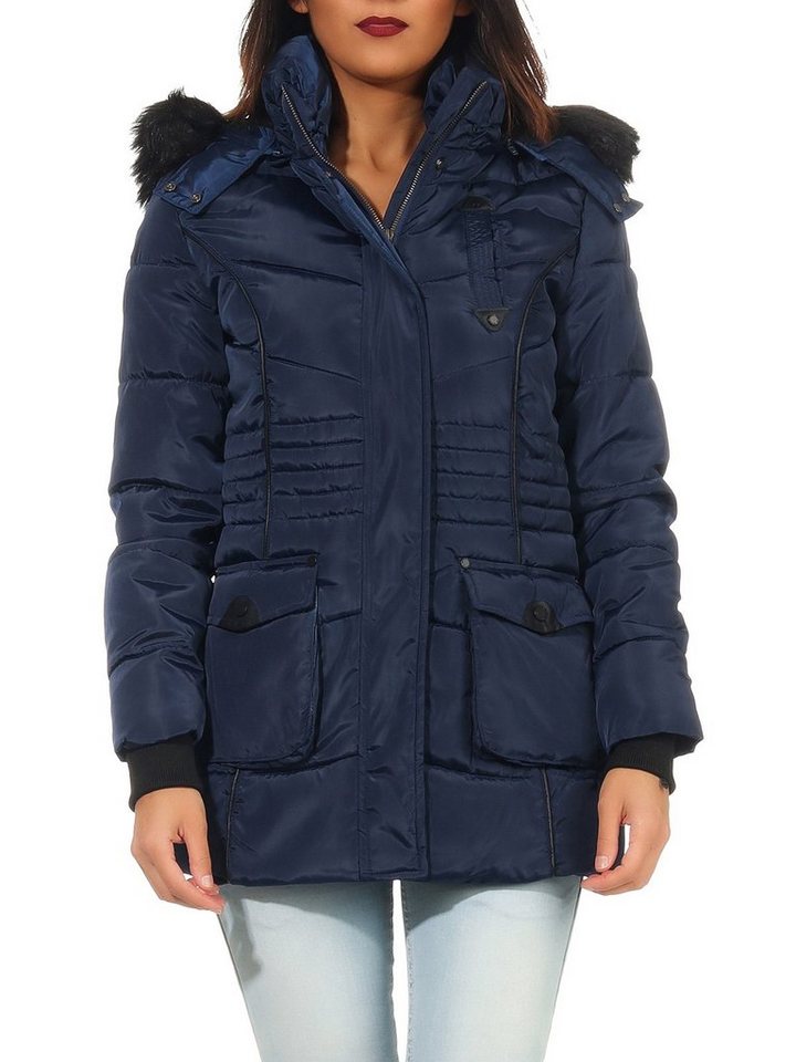 Geographical Norway Winterjacke Damen Outdoor Jacke Steppjacke in Unifarbe, mit abnehmbarer Kapuze, mit Stehkragen Geographical Norway Winterjacke Damen Outdoor Jacke Steppjacke in Unifarbe, mit abnehmbarer Kapuze, mit Stehkragen von Geographical Norway