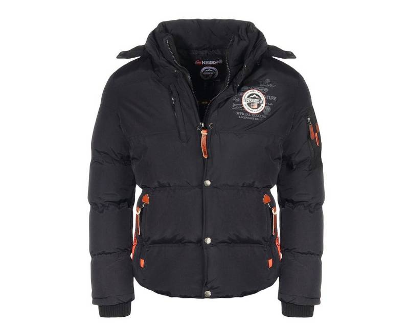 Geographical Norway Winterjacke Herren Steppjacke mit abnehmbarer Kapuze, mit Stehkragen, in Unifarben von Geographical Norway