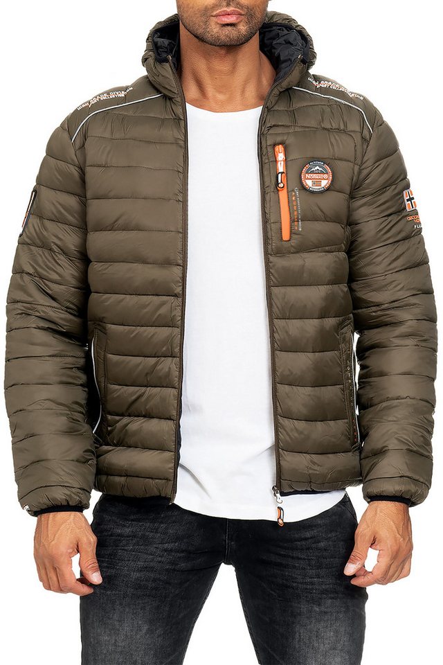 Geographical Norway Winterjacke Herren Regular Fit Steppjacke babrick Khaki S mit Kapuze und Logo von Geographical Norway