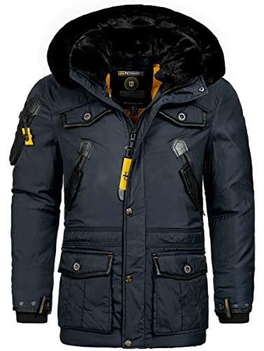 Geographical Norway warme Herren Winter Jacke FVSB Parka Outdoor ACORE Luxus SKI, Farbe:Navy, Größe:XXL von Geographical Norway