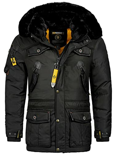 Geographical Norway warme Herren Winter Jacke FVSB Parka Outdoor ACORE Luxus SKI, Farbe:Schwarz, Größe:L von Geographical Norway