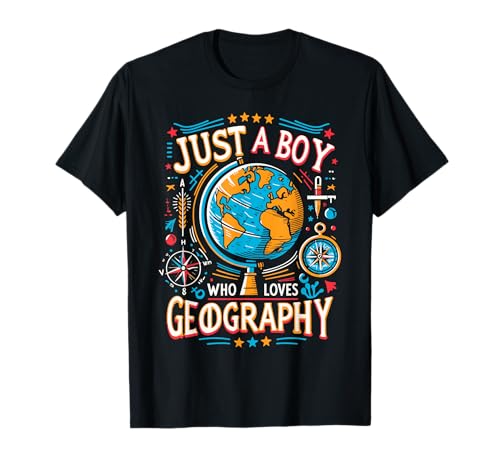 Just a Boy Who Loves Geography T-Shirt Just a Boy Who Loves Geography T-Shirt von Geography Lovers Co.