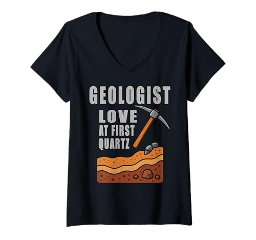 Damen Geologist Love at First Quartz Lustige Sprüche T-Shirt mit V-Ausschnitt Damen Geologist Love at First Quartz Lustige Sprüche T-Shirt mit V-Ausschnitt von Geologie Geologe Geographie Lehrer Schule Geschenk