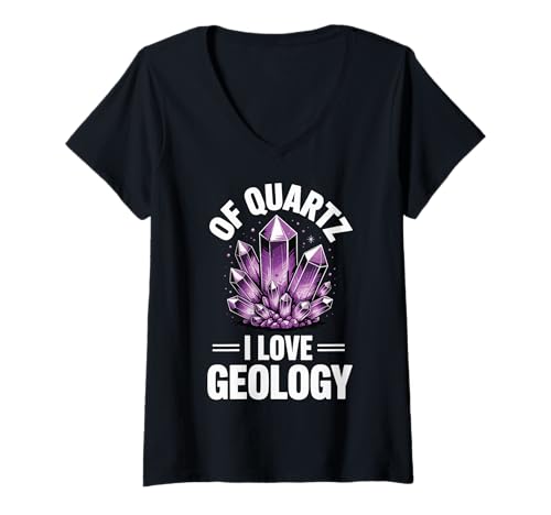 Damen of Quartz I Love Geology T-Shirt mit V-Ausschnitt Damen of Quartz I Love Geology T-Shirt mit V-Ausschnitt von Geologie Geologe Steinsammler Mineral