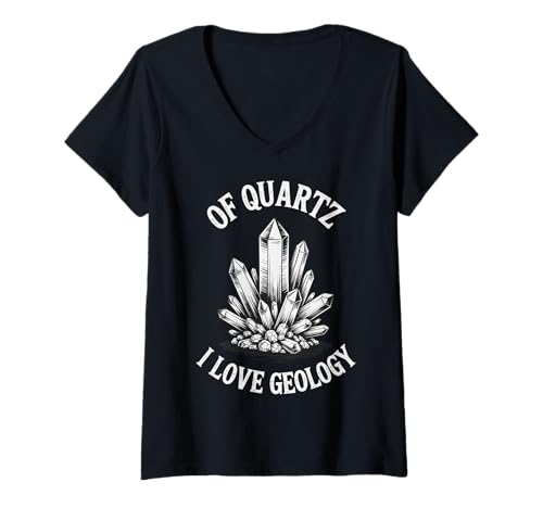 Damen of Quartz I Love Geology T-Shirt mit V-Ausschnitt von Geologie Geologe Steinsammler Mineral