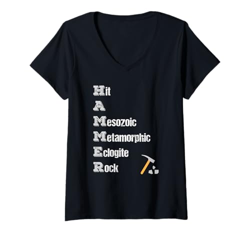 Damen Felssammler, Geologe, Werkzeuge, Hound Hammer Science T-Shirt mit V-Ausschnitt Damen Felssammler, Geologe, Werkzeuge, Hound Hammer Science T-Shirt mit V-Ausschnitt von Geology Equipment Gifts