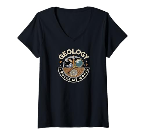 Damen Geology Rocks My World Geologist Earth Science Lover Pun T-Shirt mit V-Ausschnitt von Geology Rock Hounds Apparel