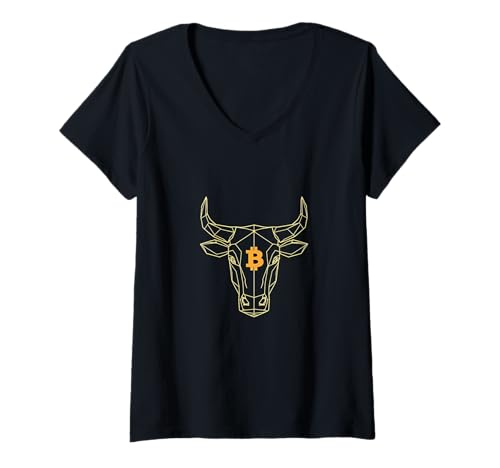 Damen Bitcoin Geometric Bull Logo HODL Investor Trader BTC T-Shirt mit V-Ausschnitt Damen Bitcoin Geometric Bull Logo HODL Investor Trader BTC T-Shirt mit V-Ausschnitt von Geometric Bull and Bear Bitcoin Lover Shop