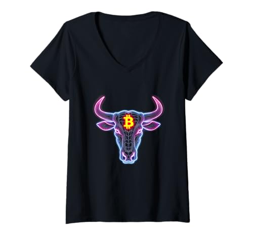 Damen Bitcoin Geometric Bull Logo HODL Investor Trader BTC T-Shirt mit V-Ausschnitt Damen Bitcoin Geometric Bull Logo HODL Investor Trader BTC T-Shirt mit V-Ausschnitt von Geometric Bull and Bear Bitcoin Lover Shop