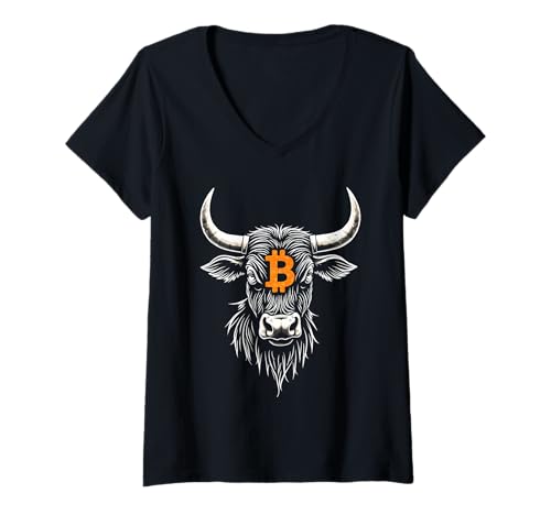Damen Bitcoin Geometric Bull Logo HODL Investor Trader BTC T-Shirt mit V-Ausschnitt Damen Bitcoin Geometric Bull Logo HODL Investor Trader BTC T-Shirt mit V-Ausschnitt von Geometric Bull and Bear Bitcoin Lover Shop