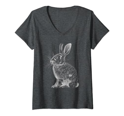 Damen Geometrisches Kaninchen T-Shirt mit V-Ausschnitt Damen Geometrisches Kaninchen T-Shirt mit V-Ausschnitt von Geometrisches Kaninchen Geschenk Kleidung