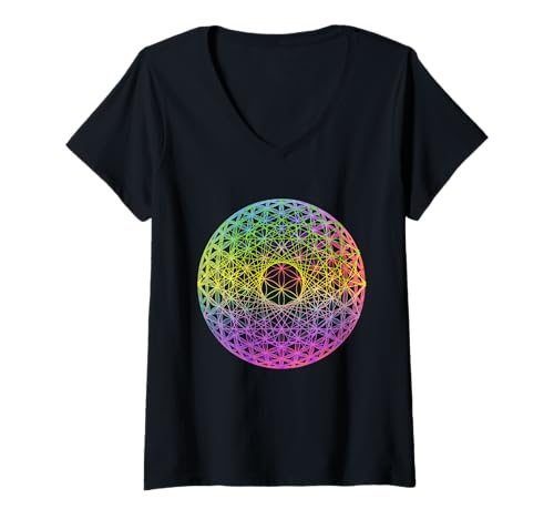 Damen Heilige Geometrie Mandala Chakra Ausrichtung durch Ps chedelisch T-Shirt mit V-Ausschnitt Damen Heilige Geometrie Mandala Chakra Ausrichtung durch Ps chedelisch T-Shirt mit V-Ausschnitt von Geometry Mandala Chakra Alignment Through
