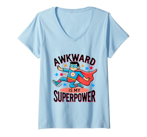 Damen Awkward Is My Superpower - Lustiges Introvertiertes Humor Design T-Shirt mit V-Ausschnitt Damen Awkward Is My Superpower - Lustiges Introvertiertes Humor Design T-Shirt mit V-Ausschnitt von Geonetiqué Designs