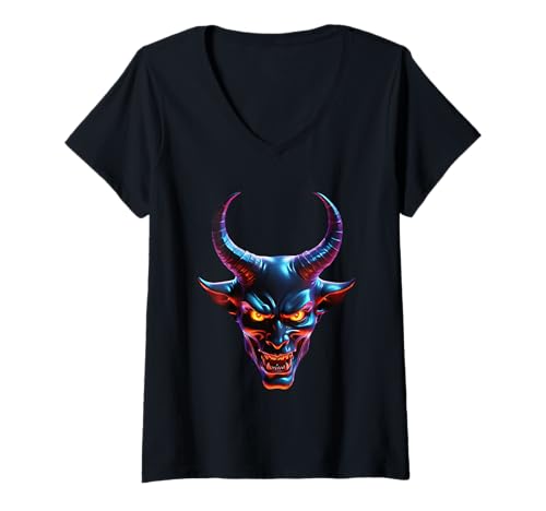 Damen Dämonische Präsenz - Fantasy-Horrorkunst T-Shirt mit V-Ausschnitt Damen Dämonische Präsenz - Fantasy-Horrorkunst T-Shirt mit V-Ausschnitt von Geonetiqué Designs