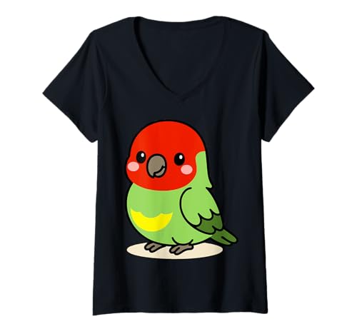Damen Kawaii Papagei Cartoon - Süße tropische Vogel-Illustration T-Shirt mit V-Ausschnitt Damen Kawaii Papagei Cartoon - Süße tropische Vogel-Illustration T-Shirt mit V-Ausschnitt von Geonetiqué Designs