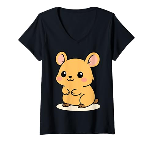 Damen Kawaii Pika Cartoon Cute Mountain Nager Tier Design T-Shirt mit V-Ausschnitt von Geonetiqué Designs
