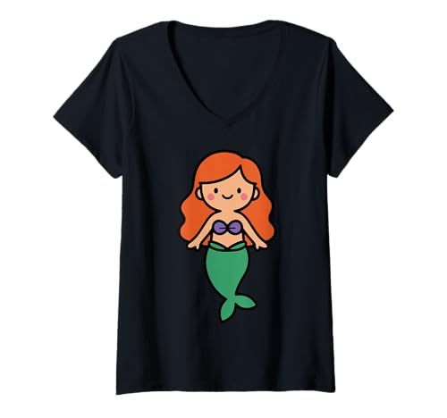Damen Niedliche Meerjungfrau Ozean Fantasy Charakter - Mythische Meeresprinzessin T-Shirt mit V-Ausschnitt Damen Niedliche Meerjungfrau Ozean Fantasy Charakter - Mythische Meeresprinzessin T-Shirt mit V-Ausschnitt von Geonetiqué Designs