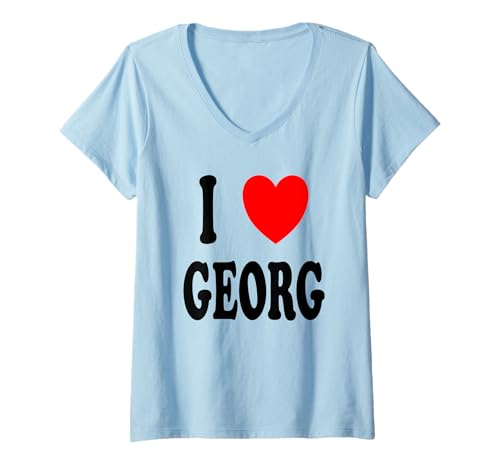 Damen Vorname Georg I Love Georg T-Shirt mit V-Ausschnitt Damen Vorname Georg I Love Georg T-Shirt mit V-Ausschnitt von Georg First Name Family Gifts Co.