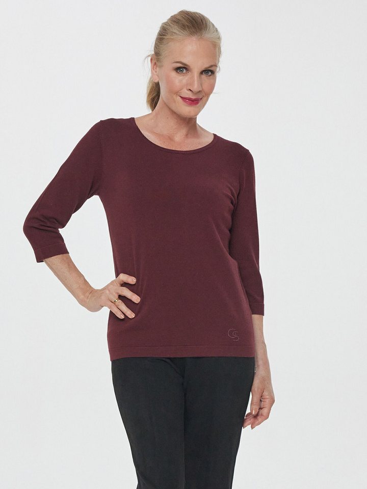 Georg Stiels T-Shirt Basicshirt Figurumspielend (Packung, 2-tlg) mit Strasslogo am Saum von Georg Stiels