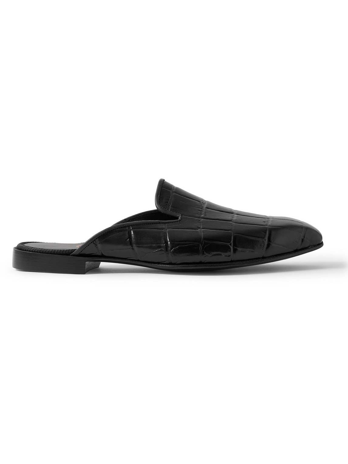 George Cleverley - Croc-Effect Leather Backless Loafers - Men - Black - UK 7 von George Cleverley