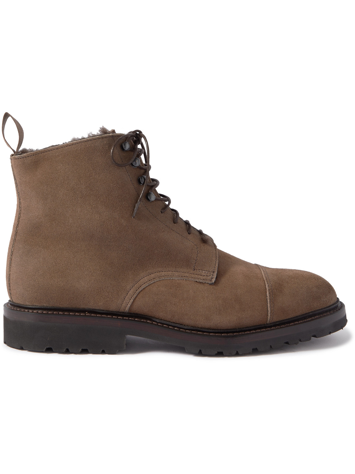 George Cleverley - Taron 2 Shearling-Lined Leather-Trimmed Waxed-Suede Boots - Men - Brown - UK 8 von George Cleverley