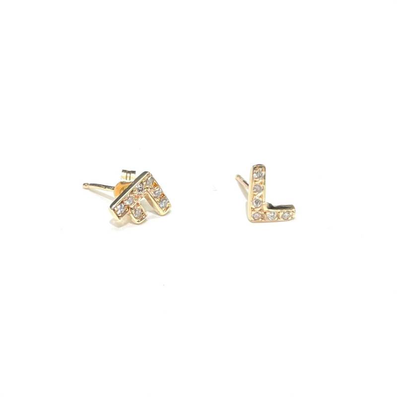 Diamant Initial Ohrring in 14K Gold von GeorgeTheJeweler