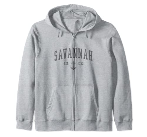 Savannah Georgia Herren Damen Vintage Retro Kapuzenjacke von Georgia Raised Gear