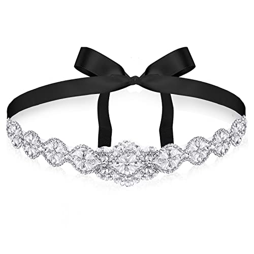 Geosar Strass Hochzeit Taillengürtel Strassgürtel Brautgürtel (Schwarz, Silber) von Geosar