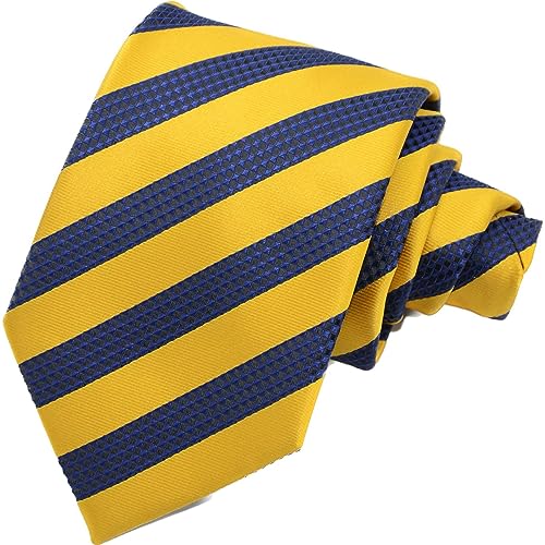 Geotae Zerun Herren Klassische Streifen Seide Krawatte Königsblau/Gelb von Geotae Zerun