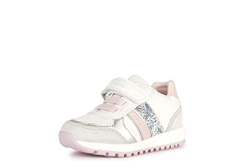Geox B ALBEN Girl Sneaker, White/LT Rose von Geox