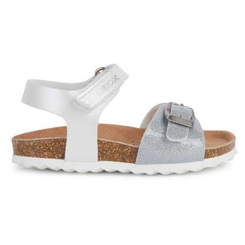 Geox Baby-Mädchen B CHALKI Girl Sandal, White/Silver, 24 EU von Geox