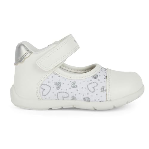 Geox Baby-Mädchen B ELTHAN Girl A Ballet Flat, White/Silver, 21 EU von Geox