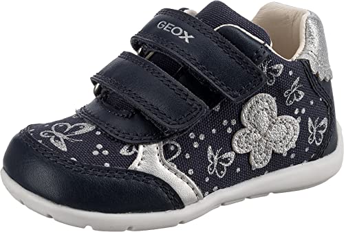 Geox Baby - Mädchen B Elthan Girl Erste Schritte, Navy Silver, 18 EU von Geox