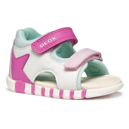 Geox Baby-Mädchen B IUPIDOO Gir Sandal, White/Fuchsia, 24 EU von Geox