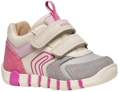 Geox Baby-Mädchen B IUPIDOO Girl First Walker Shoe, Grey/Fuchsia, 24 EU von Geox