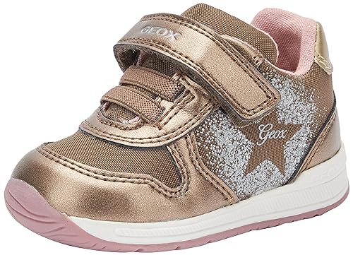 Geox Baby-Mädchen B RISHON Girl A Sneaker, DK BEIGE/Gold, 18 EU von Geox