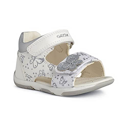 Geox Baby - Mädchen B Sandal Tapuz Girl Erste Schritte, White Silver, 18 EU von Geox