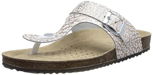 Geox D BRIONIA Sandal, White/Gold, 39 EU von Geox