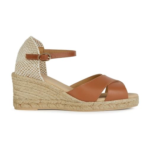 Geox D GELSA Low A Wedge Sandal, Cognac, 41 EU von Geox