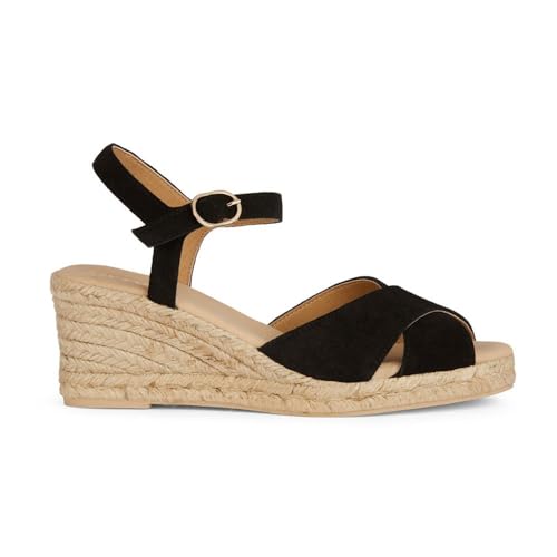 Geox D GELSA Low C Wedge Sandal, Black, 38 EU von Geox